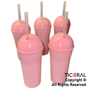 VASO DOMO CON SORBETE 400 ML ROSA PASTEL x 5